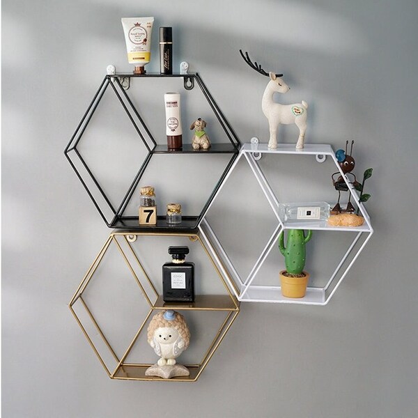 Hexagon Wall Shelf Etsy