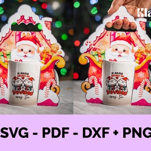 Molde para Caja sobre Tazas 11oz Navidad, Mug Box Navidad, caja para tazas, SVG PDF DXF