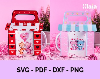 Mug box mold, Love box mug, box mug, SVG, DXF, PDF, Cut File