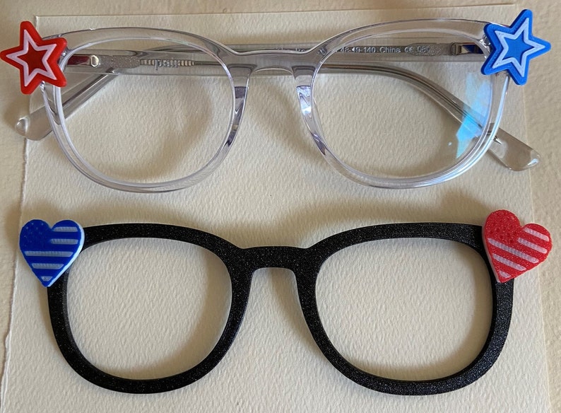 Pair of Glasses and Toppers Charms 4th of July Stars Etsy