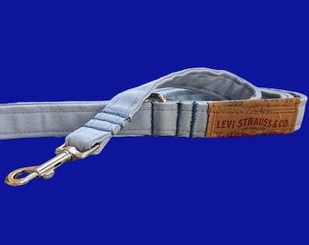 Handmade Upcycled Levi's Denim Dog Leash – Sustainable, Durable, Eco-Friendly Pet Accessory - Baby Blue