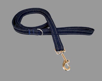 Handmade Deep Indigo Denim Dog Leash – Upcycled, Eco-Friendly & Durable – Small and Large Sizes