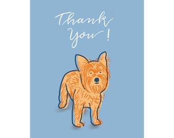 Cute Yorkshire Terrier thank you cards, original illustrated dog boxed cards with envelopes, stationary set, note cards, FREE SHIPPING!