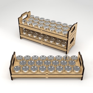 CNC-lasergesneden bestanden - Humbrol Revell verfopberger - 14 ml / 30 mm - Stapelbaar verfrek voor aangepaste kleurenpaletten - Schaalmodel SVG | DXF