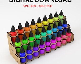 Laser Cut Paint Rack Plans: Miniature Paint Storage (SVG/DXF)