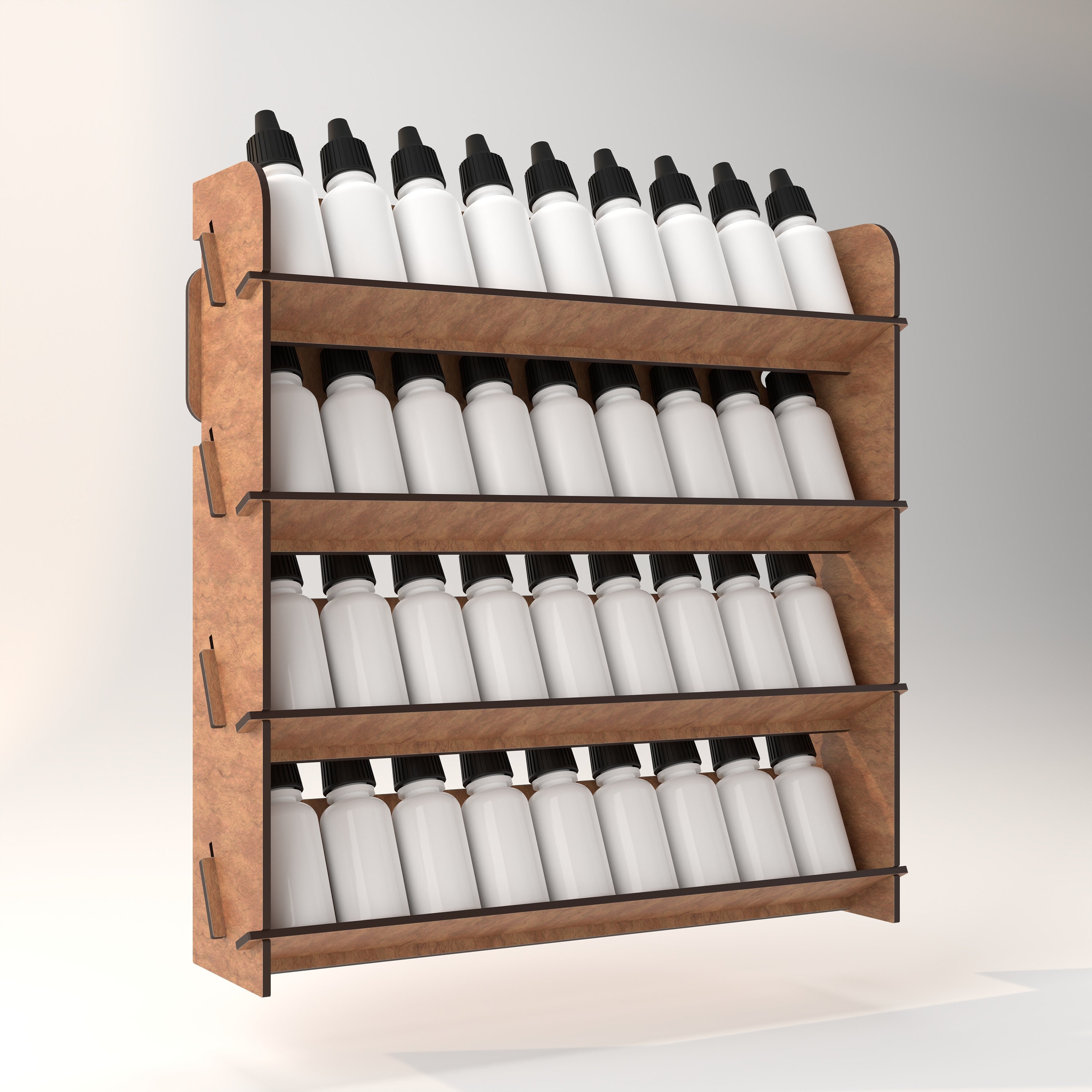 SunniMix en Bois Peinture Rack Pigment Encres de Stockage Organisateur avec 64 Bouteille Trous Appropriés pour Tamiya GSI AV Peintures et Modèle Outils