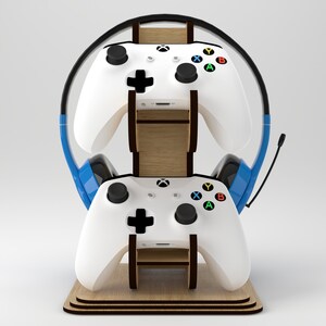 Soporte universal para mando y auriculares, para mando de PS5 y XBOX - Planos de carpintería - Archivos cortados con láser SVG/DXF - Glowforge 1/8"