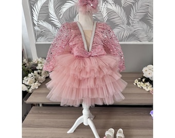 Pink Fairy dress, Blush girls dress, Puffy Dress, Girls' Tulle Dress, Blush girls dress, Baby Dress, Sequin Dress, Birthday Dress