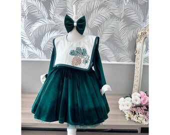 Green Baptism Dress, Baby Wedding Dress, Children's Dress, Sweet Children's dress, Fluffy Dress, Birthday Dress