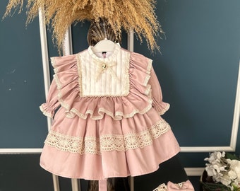 Robe vieux rose, Robe quotidienne fille, Robe en dentelle, Robe fille, Robe en tulle fille, Robe d'anniversaire