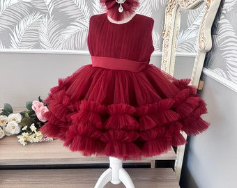 Robe de princesse personnalisée, Robe de fille, Robe duveteuse, Robe de fée, Robe de mariée pour bébé, Robe pour enfant, Robe d'anniversaire, Robe 1er anniversaire