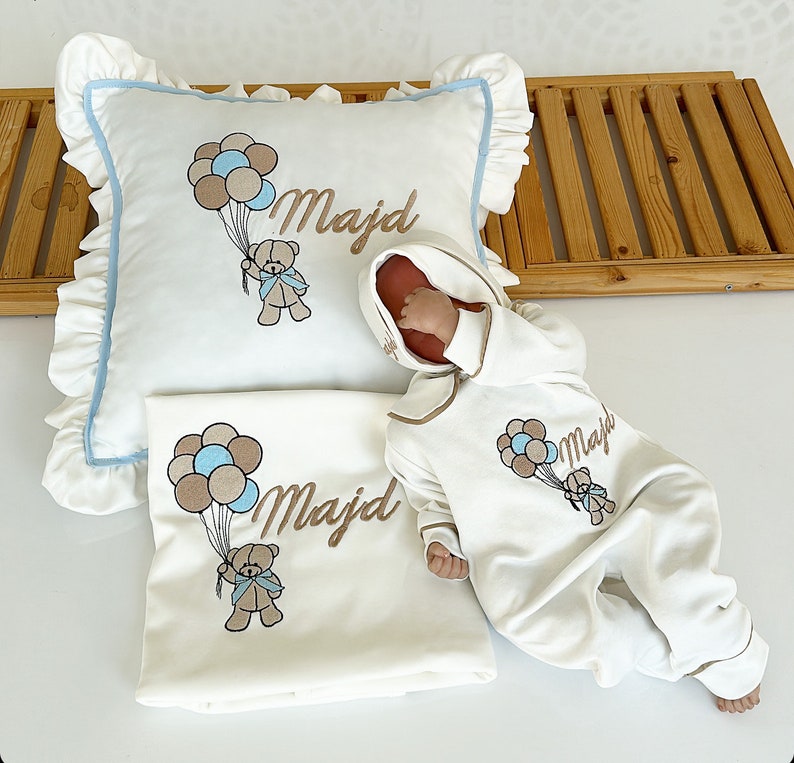 Welcome Baby Set, Hospital Exit Set, Baby Rompers, Newborn Baby Set, Personalized Baby Set, Unisex Baby Set image 1