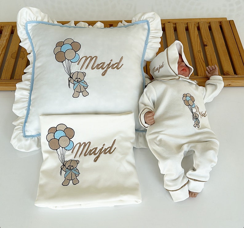 Welcome Baby Set, Hospital Exit Set, Baby Rompers, Newborn Baby Set, Personalized Baby Set, Unisex Baby Set image 3