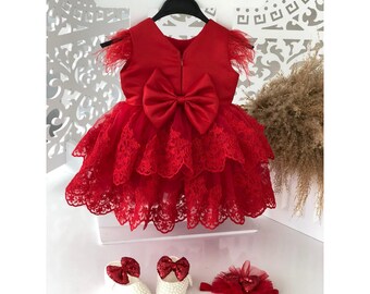 Red Princess Dress, Tulle Girls dress, Ruffle Girls Dress, Blush Girl Dress, Birthday Dress, Baby Dress, Birthday Dress, 1st birthday Dress