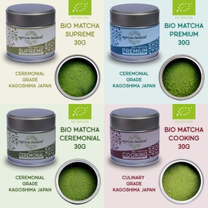 Organic Matcha tea of the highest quality from Japan - fine Matcha powder ceremony quality - optionally as a set with Matcha whisk and spoon bamboo