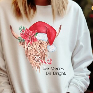 Christmas Sweatshirt, Christmas shirt, Cow Sweatshirt, Cowgirl Christmas Shirt, Highland Cow Tee, Unisex Sweatshirt, Western Christmas Shirt
