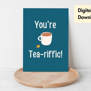Funny Birthday Cards with Tea Puns | Happy Birthday Greeting Card Printable | Print Cut Fold