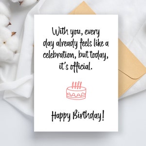 Carte d'anniversaire imprimable pour lui | Pour petit ami, petite amie, mari, femme | Message romantique d'anniversaire doux | TÉLÉCHARGEMENT NUMÉRIQUE