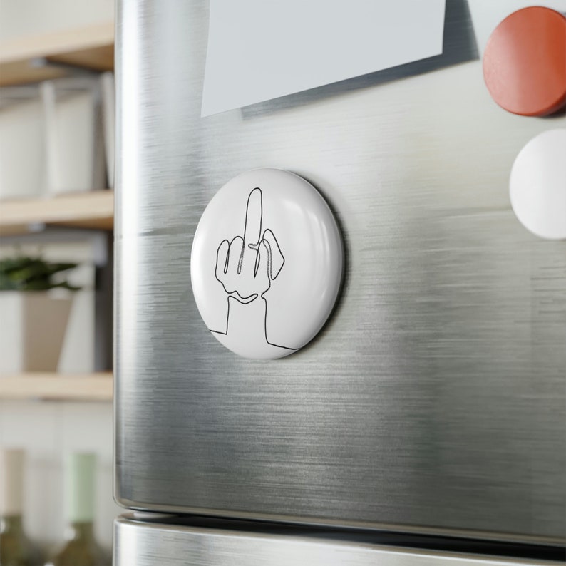 Middle finger button magnet image 3