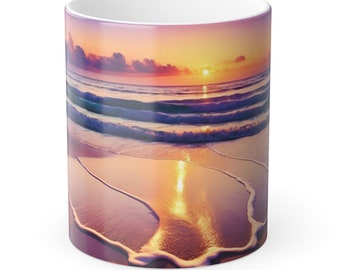 Magical Beach Sunrise Color-Changing Mug - Unique Heat-Reactive Gift for Coffee Lovers