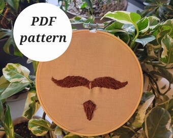 PDF Pattern - Mustache - Step-by-Step Beginner Mustache Embroidery Pattern with Instagram Video Tutorials