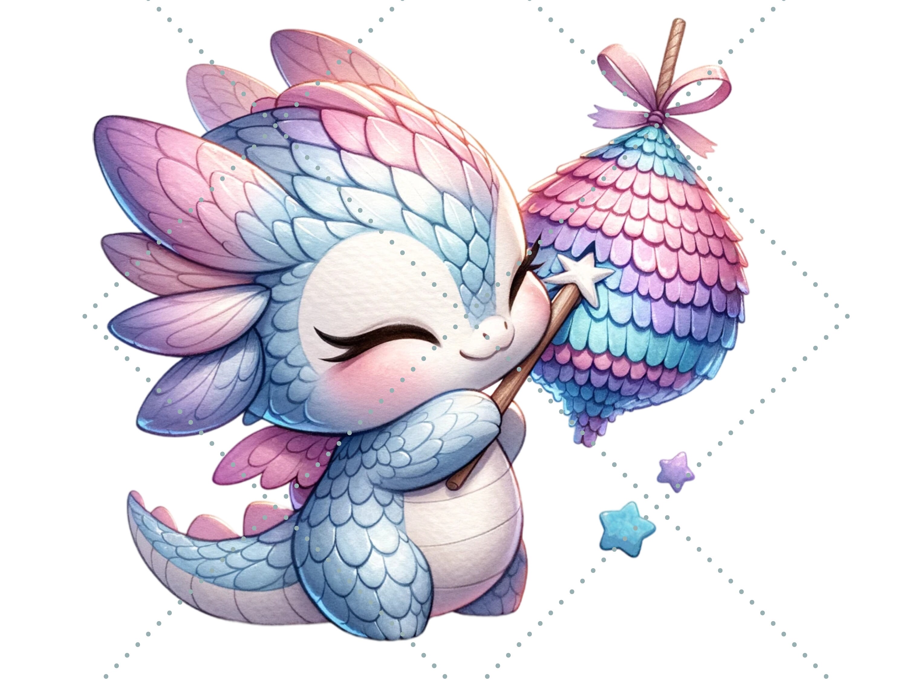 Pastel Baby Dragon Clipart Bundle for Birthday Party - Cute Fantasy ...