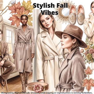 Fall Fashion Clipart, Autumn City PNG, Fall in the City, Cozy Boho Fall Watercolor, Brownstone Pumpkin, Urban Autumn, 4K, CU