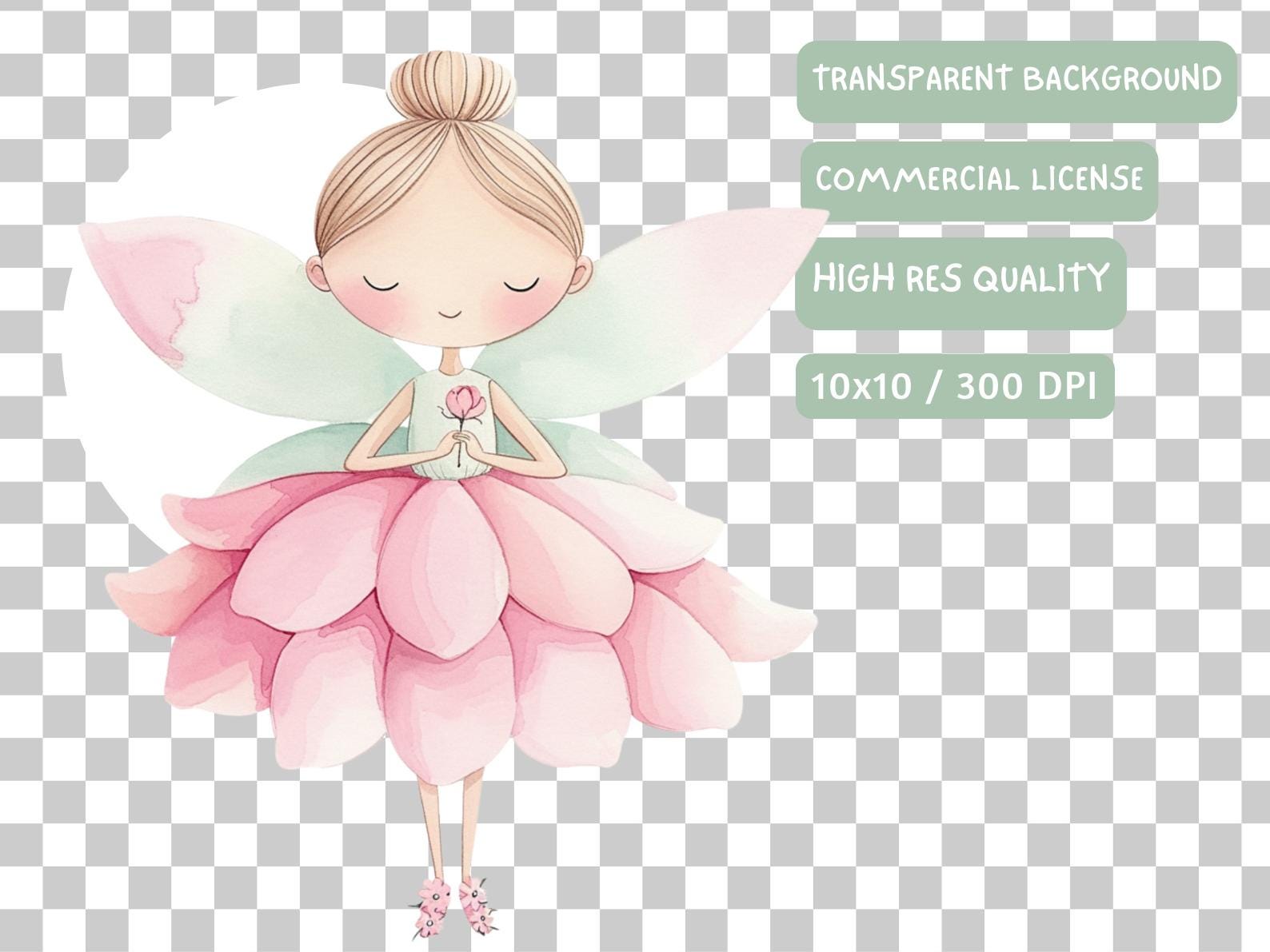 Pink Fairy Garden Clipart Bundle, Watercolor Fairy House PNG, Cute ...