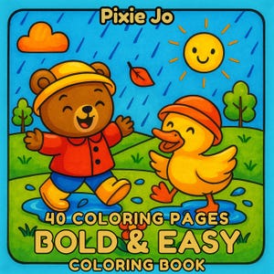 Comfy Days Digital Coloring Book – 40 Bold & Simple Pages | Cozy Friends Printable PDF, Instant Download