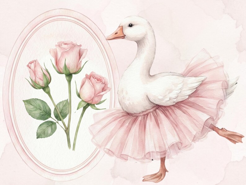 Watercolor Silly Goose Clipart, Pink Girly Goose PNG, Coquette Nursery ...