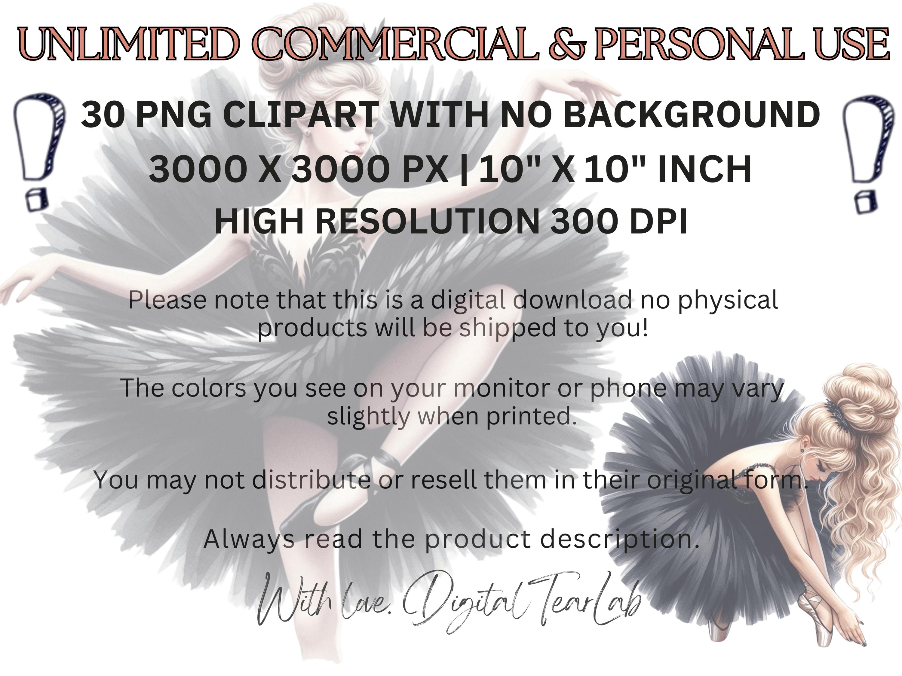 Watercolor Black Swan Lake Ballerina Clipart, Classic Ballet Girl Swan ...