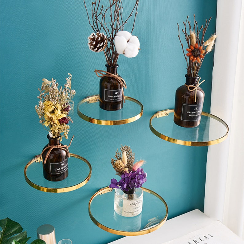 Floating Shelf Round Glass Wall Hanging Small Floating Shelf Etsy