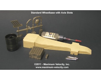 Pre-Cut NitroRail Bundle Pinewood Derby – Includes Body, Weight, Wheels, Axles, Graphite Lubricant, Plastic Accessories - Unfinished