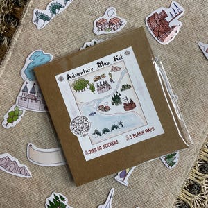 Autocollants pour création de cartes RPG fantastiques, points de repère et cartes vierges, autocollants pour arbres et montagnes, kit de création de cartes médiévales, autocollants en vinyle pour jeux de rôle