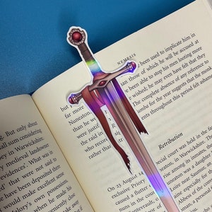 Holographic Magic Sword Sticker Bookmark, Medieval Fantasy RPG, DND Warrior Knight Fighter Paladin