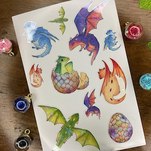 Holographic Baby Dragon Stickers: Kawaii Fantasy Decals