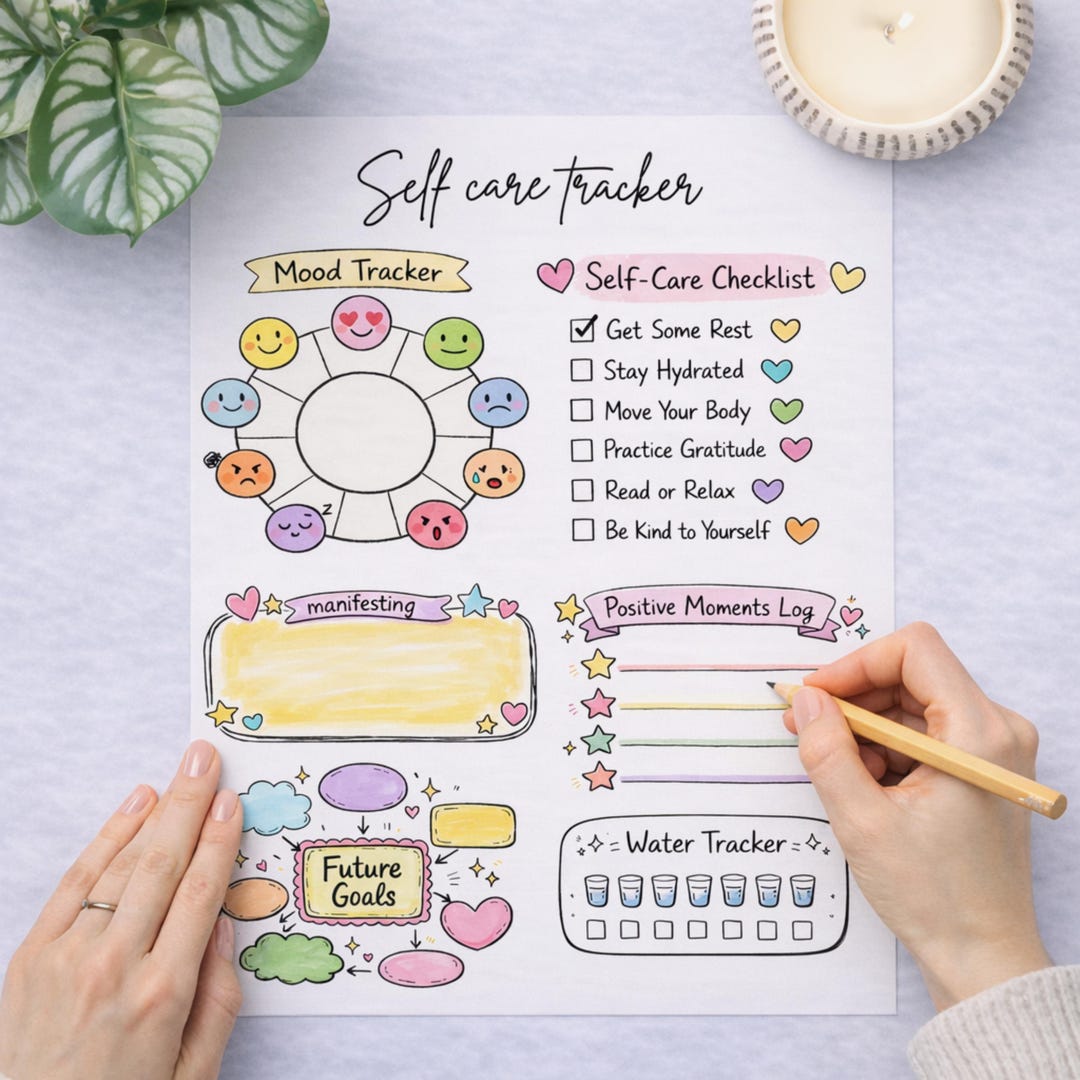 Self Care Tracker Printable, Mood Tracker Planner, Mental Health ...