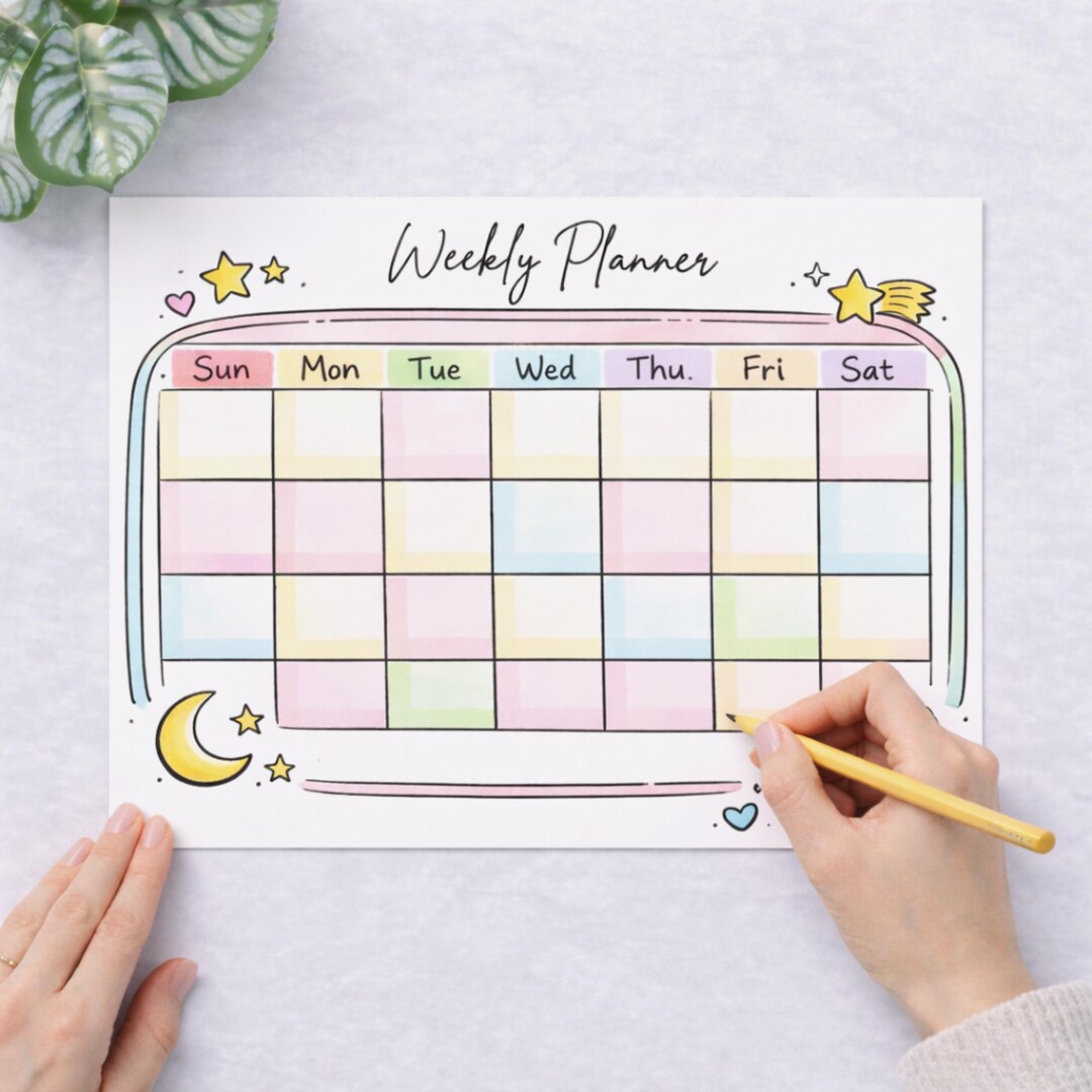 Cute Weekly Planner Printable | Pastel Aesthetic Planner | Undated ...