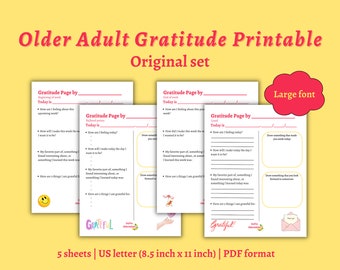 Printable Gratitude Sheet, Activity for Older Adults, Fun Reflection Activity, Mental Health Activity, Digital Gratitude Page for Seniors