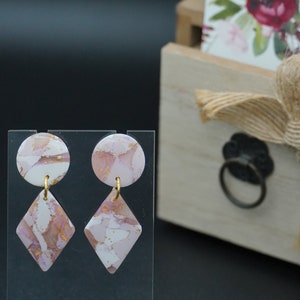 Purple Marble Polymer Clay Earrings