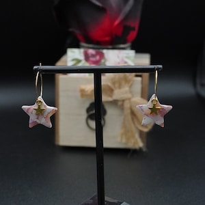 Purple Marble Star Polymer Clay Hoops