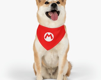 Mario Pet Bandana Collar with clip - Dog collar - Scarf - Nintendo - Pup - Puppy - Cute - Video game inspired - Super Mario - Funny