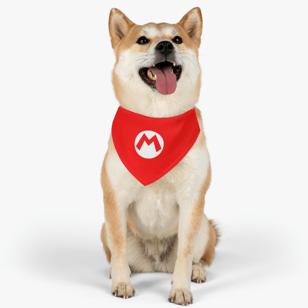 Mario Pet Bandana Collar with clip - Dog collar - Scarf - Nintendo - Pup - Puppy - Cute - Video game inspired - Super Mario - Funny