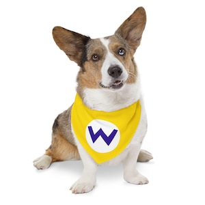 Wario Pet Bandana Collar with clip - Dog collar - Scarf - Nintendo - Pup - Puppy - Cute - Video game inspired - Super Mario -  Funny