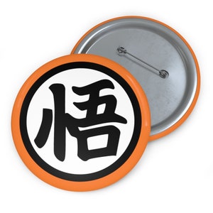 Dragon ball Z style backpack decor, cartoon symbol orange Japanese character, Anime button pin, manga cover plastic black and white emblem