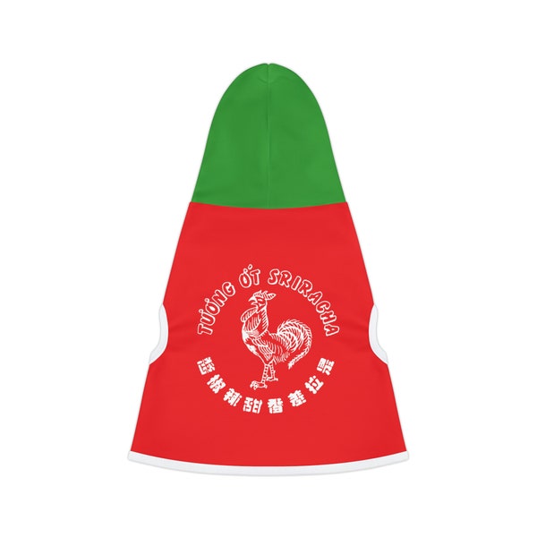 Dog Hoodie - Siracha bottle - Hot sauce hoodie - Pet clothing - foodnetwork pup