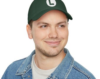 Luigi Inspired Plumber Video Game Low Profile Baseball Cap, Gamer Hat, Retro Video Game Cap, Video Game Lover Gift, Geek Baseball Cap