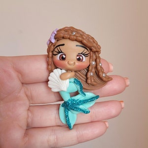 little mermaid flatback clay doll