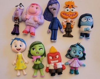 Inspired Inside Out flatback figures / Clay Dolls | Inedible, Handmade wiith  Plastic Free, Non-toxic Cold Porcelain | Inside Out Decoration