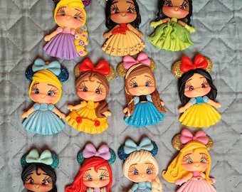 Handmade Princess Clay Dolls: Flatback Cabochons for Hair Bows